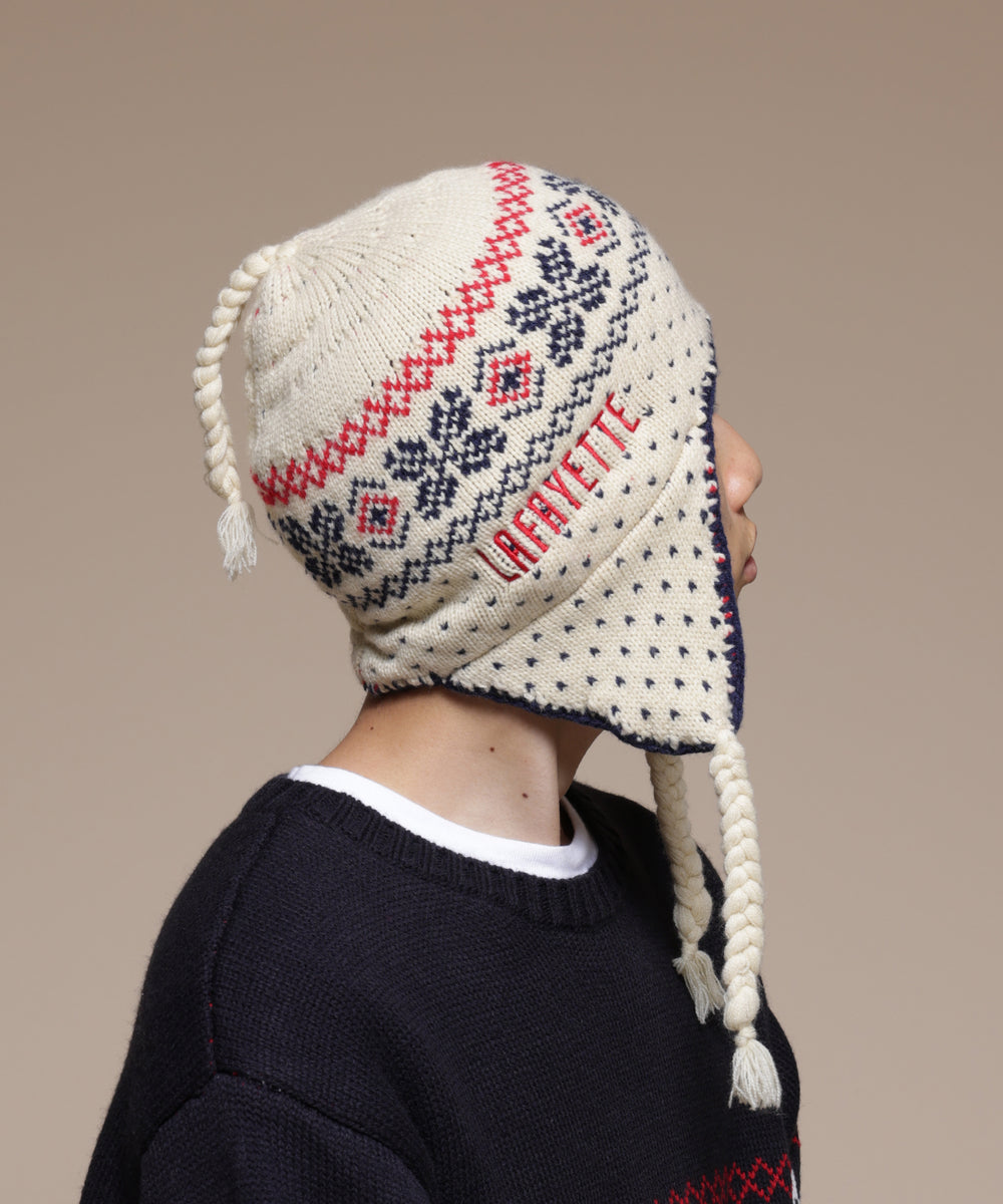 NOAH fair isle wool beanie ボンボンニット帽 22aw-