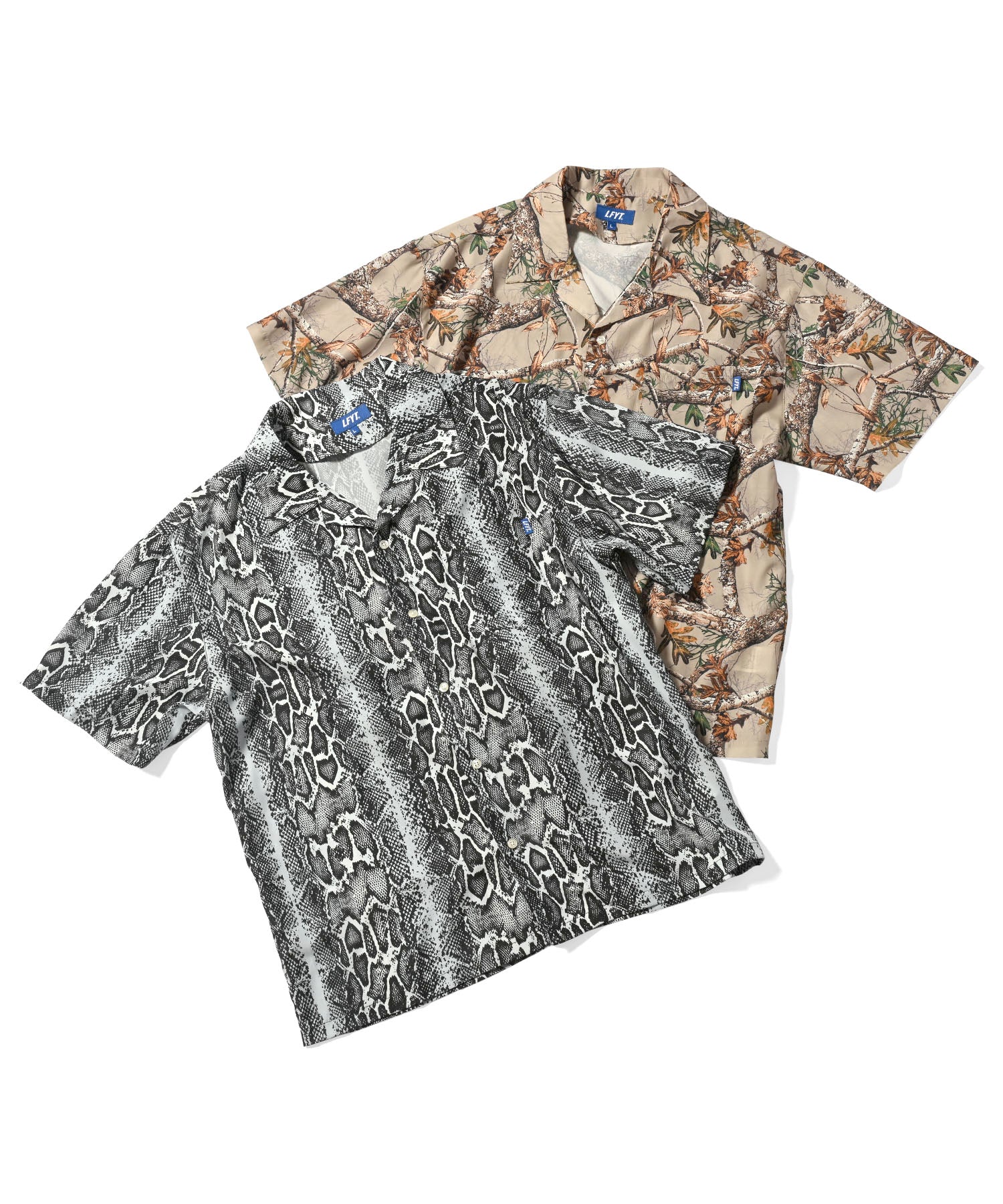 LFYT - PATTERNED OPEN COLLAR S/S SHIRT LS240203