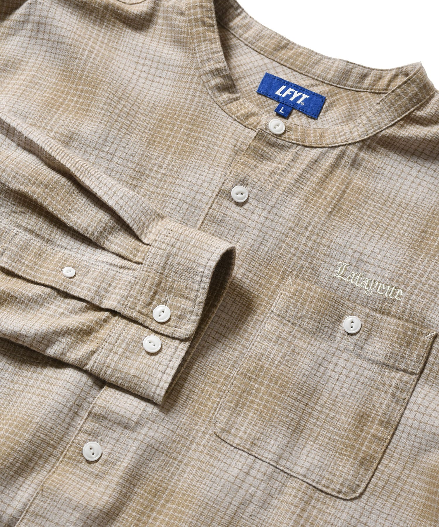 LFYT - NEP TWILL CHECK BAND COLLAR SHIRT LA250202