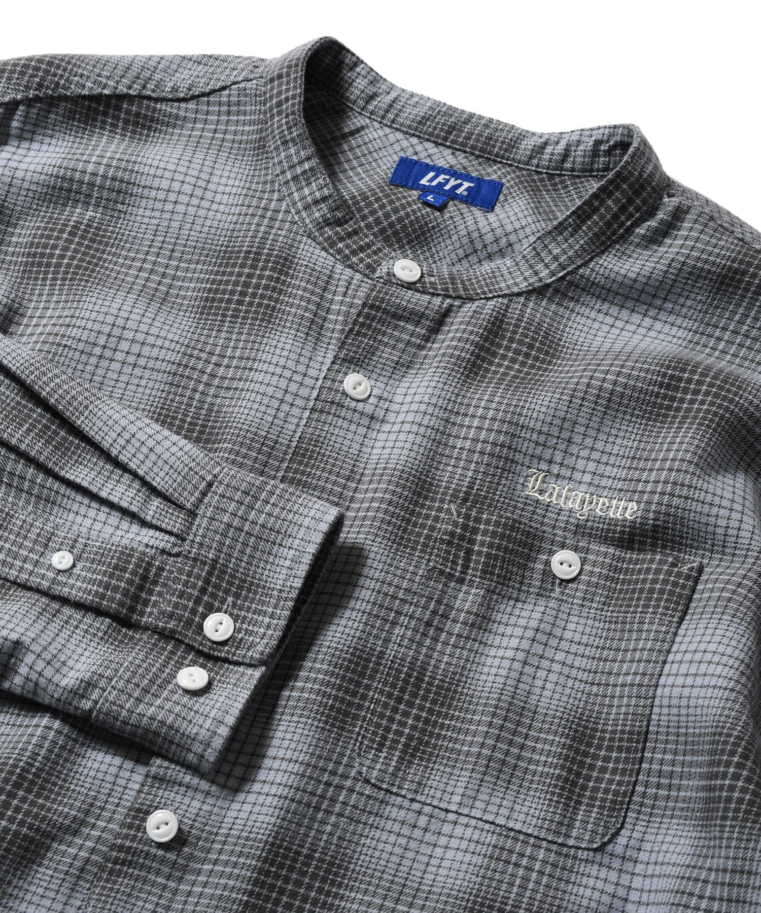 LFYT - NEP TWILL CHECK BAND COLLAR SHIRT LA250202