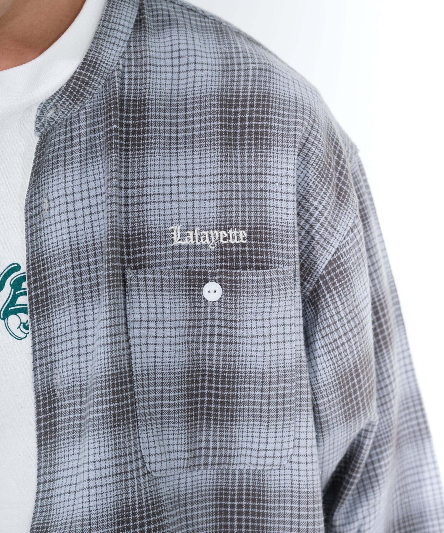 LFYT - NEP TWILL CHECK BAND COLLAR SHIRT LA250202