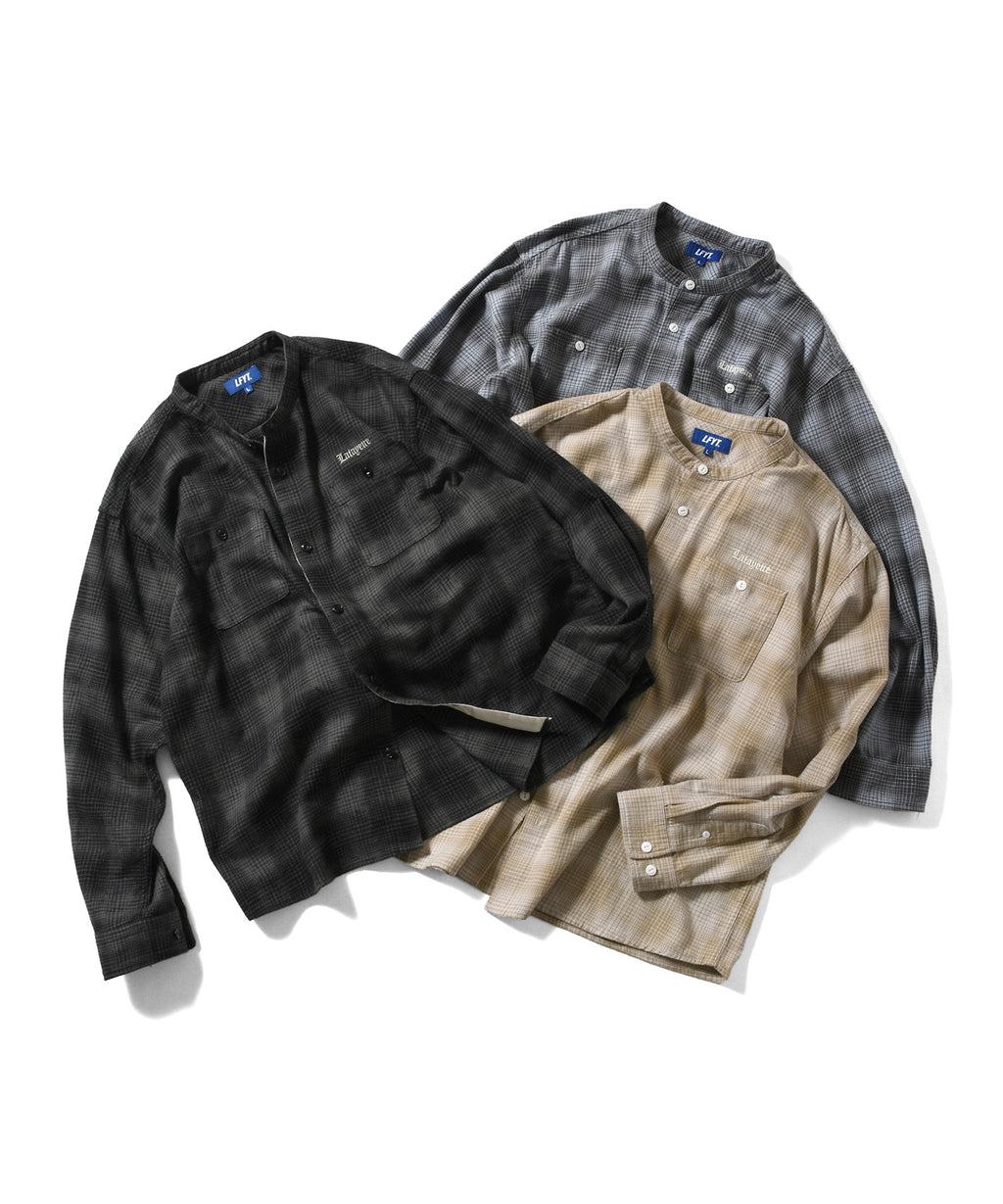 LFYT - NEP TWILL CHECK BAND COLLAR SHIRT LA250202