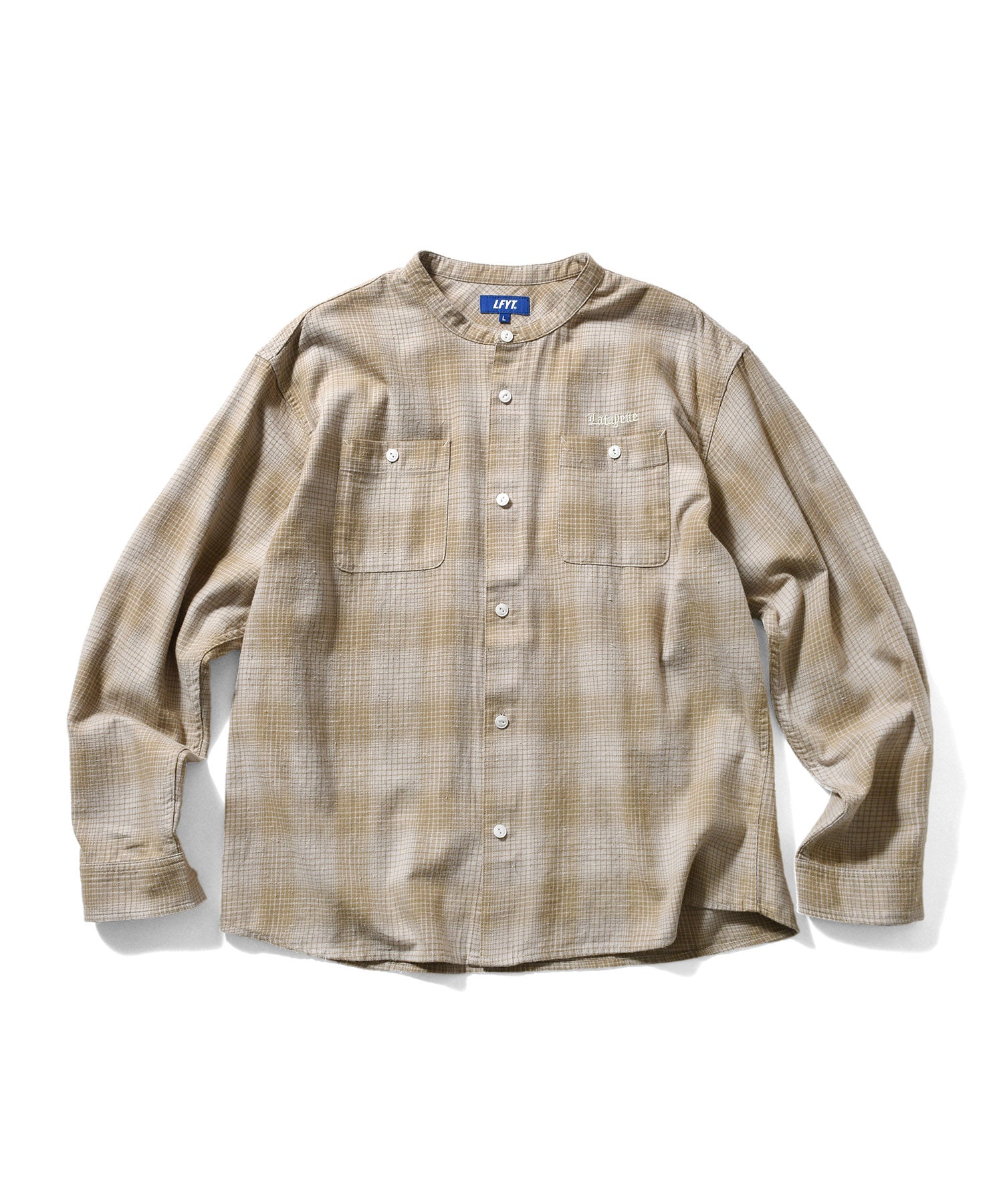 LFYT - NEP TWILL CHECK BAND COLLAR SHIRT LA250202