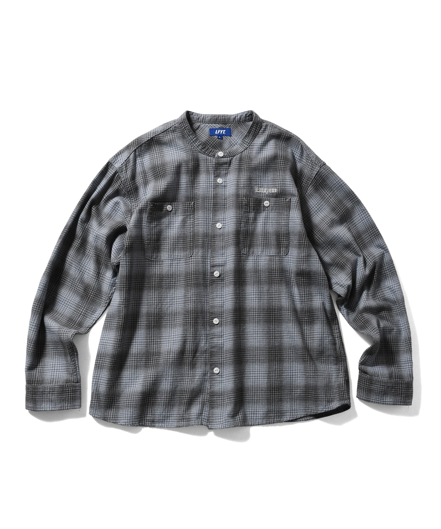 LFYT - NEP TWILL CHECK BAND COLLAR SHIRT LA250202