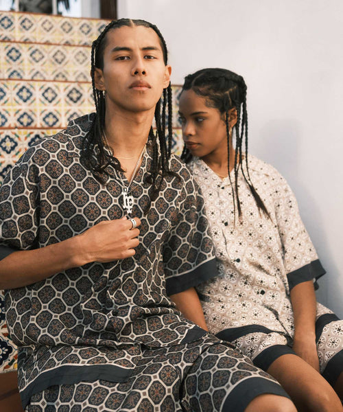LFYT - ARABESQUE PATTERN OPEN COLLAR SHIRT LS260206