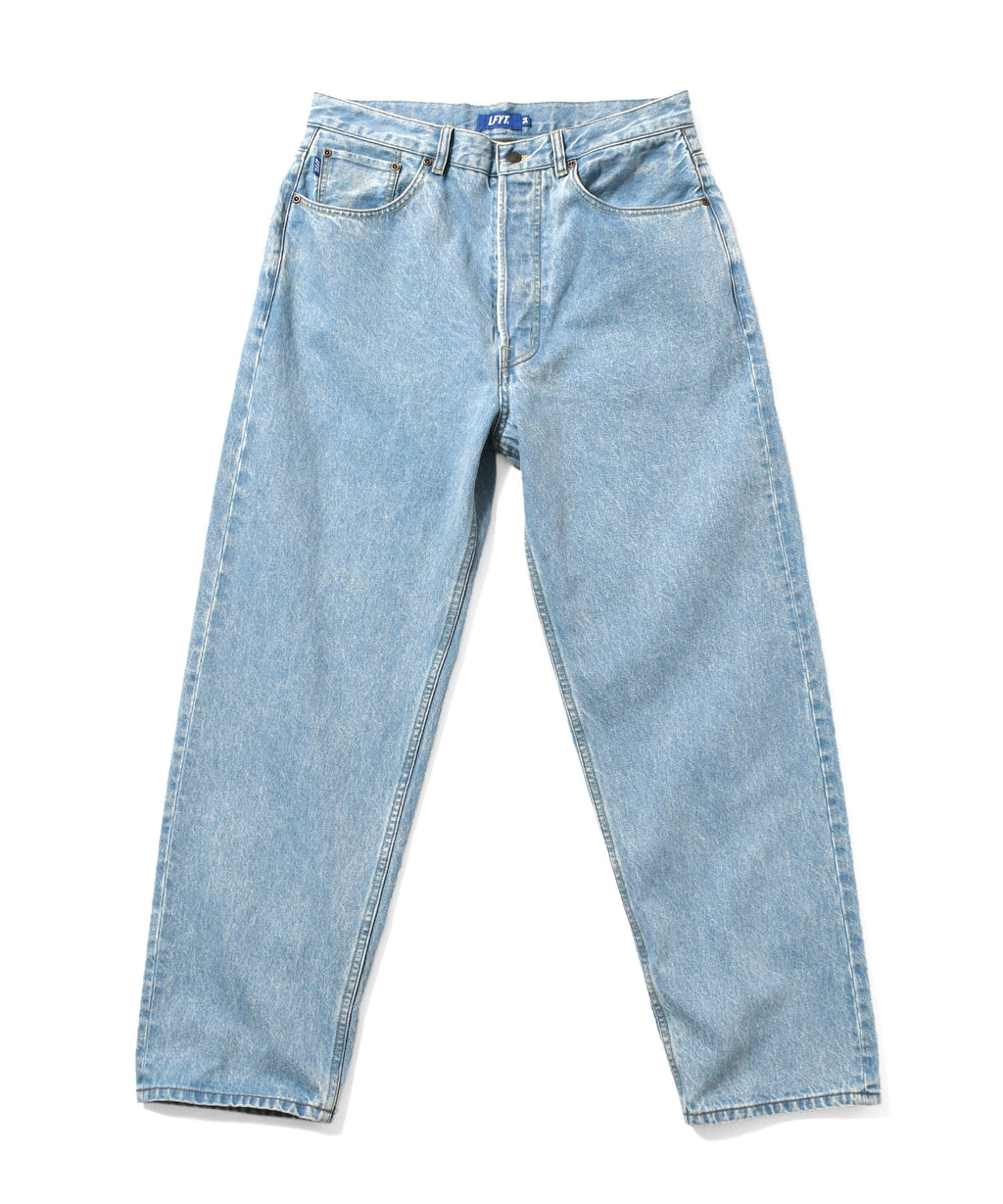 LFYT - 5 POCKET WASHED DENIM PANTS BAGGIE FIT ICE WASH LS261203