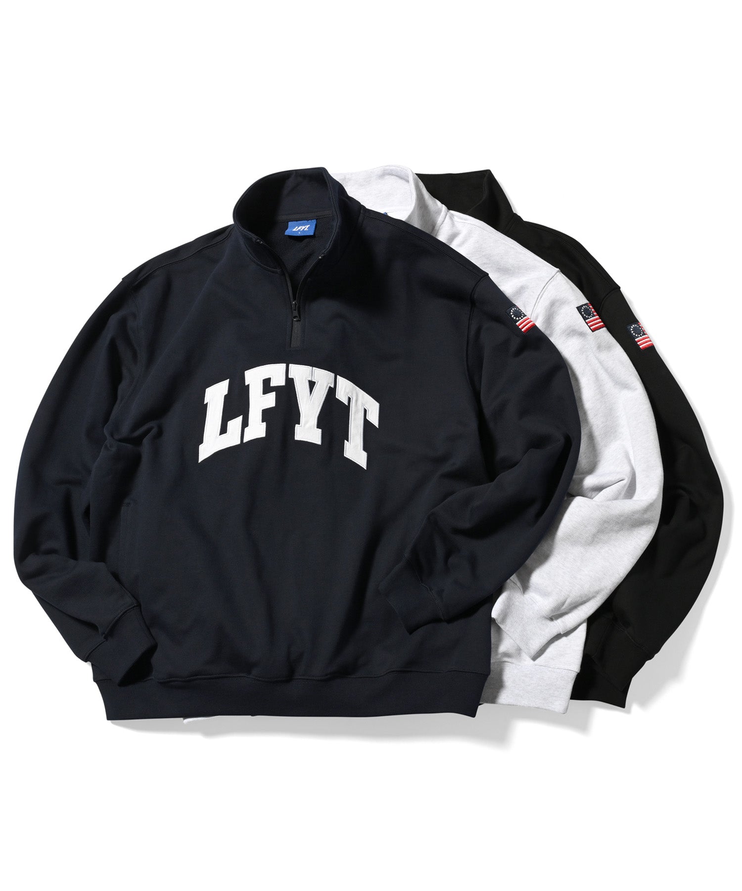 再入荷予約:12月下旬頃発送】 LFYT - LFYT ARCH LOGO HALF ZIP SWEAT