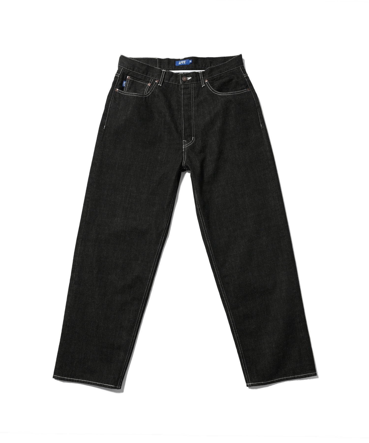 LFYT 5 POCKET WASHED DENIM PANTS BAGGIE FIT WHITE STITCH LS231106 LFYT 5 POCKET WASHED DENIM PANTS BAGGIE FIT WHITE STITCH LS231106
