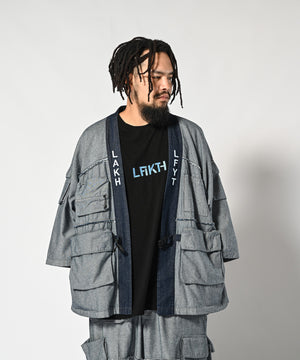 LFYT × LAKH - RECYCLED DENIM FUNCTIONAL KIMONO "REVERSE" PLK-LFYT BLUE