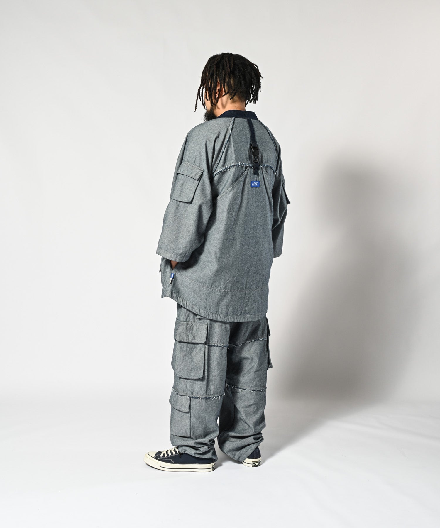 LFYT × LAKH - RECYCLED DENIM FUNCTIONAL KIMONO "REVERSE" PLK-LFYT BLUE