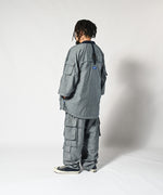 LFYT × LAKH - RECYCLED DENIM FUNCTIONAL TEN POCKETS CARGO PANTS "REVERSE" FTPC-LFYT BLUE