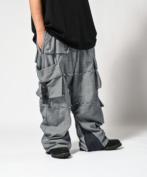 LFYT × LAKH - 再生牛仔布功能性十口袋工裝褲「反向」FTPC-LFYT 藍色
