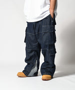 LFYT × LAKH - RECYCLED DENIM FUNCTIONAL TEN POCKETS CARGO PANTS "REGULAR" FTPC-LFYT NAVY