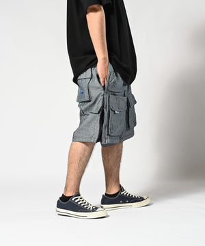 LFYT × LAKH - 再生牛仔布功能性十口袋工裝短褲「反向」SH-FTPC-LFYT 藍色