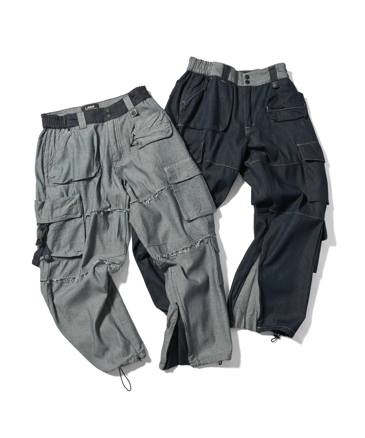 LFYT × LAKH - RECYCLED DENIM FUNCTIONAL TEN POCKETS CARGO PANTS 