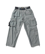 LFYT × LAKH - RECYCLED DENIM FUNCTIONAL TEN POCKETS CARGO PANTS "REVERSE" FTPC-LFYT BLUE