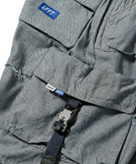 LFYT × LAKH - RECYCLED DENIM FUNCTIONAL TEN POCKETS CARGO PANTS "REVERSE" FTPC-LFYT BLUE