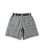 LFYT × LAKH - RECYCLED DENIM FUNCTIONAL TEN POCKETS CARGO SHORTS "REVERSE" SH-FTPC-LFYT BLUE