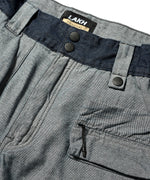 LFYT × LAKH - RECYCLED DENIM FUNCTIONAL TEN POCKETS CARGO SHORTS "REVERSE" SH-FTPC-LFYT BLUE