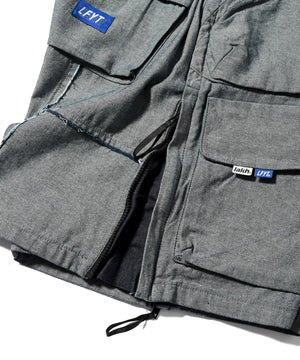 LFYT × LAKH - 再生牛仔布功能性十口袋工裝短褲「反向」SH-FTPC-LFYT 藍色