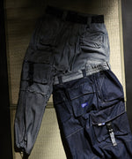 LFYT × LAKH - RECYCLED DENIM FUNCTIONAL TEN POCKETS CARGO PANTS "REVERSE" FTPC-LFYT BLUE