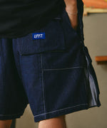 LFYT × LAKH - RECYCLED DENIM FUNCTIONAL TEN POCKETS CARGO SHORTS "REGULAR" SH-FTPC-LFYT NAVY