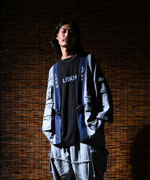 LFYT × LAKH - RECYCLED DENIM FUNCTIONAL KIMONO "REVERSE" PLK-LFYT BLUE