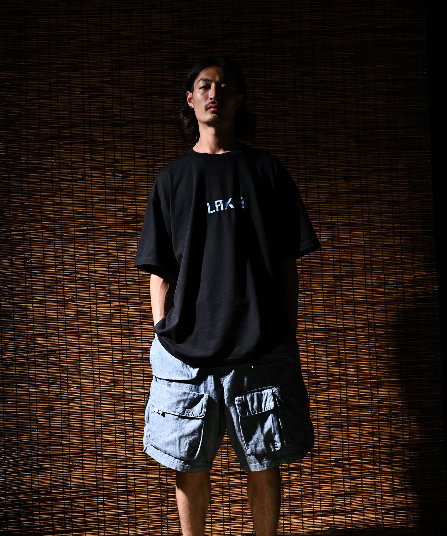 LFYT × LAKH - RECYCLED DENIM FUNCTIONAL TEN POCKETS CARGO SHORTS "REVERSE" SH-FTPC-LFYT BLUE