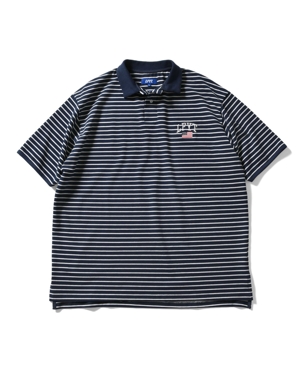 LFYT OLD GLORY ARCH LOGO STRIPED POLO SHIRT LS220301 NAVY