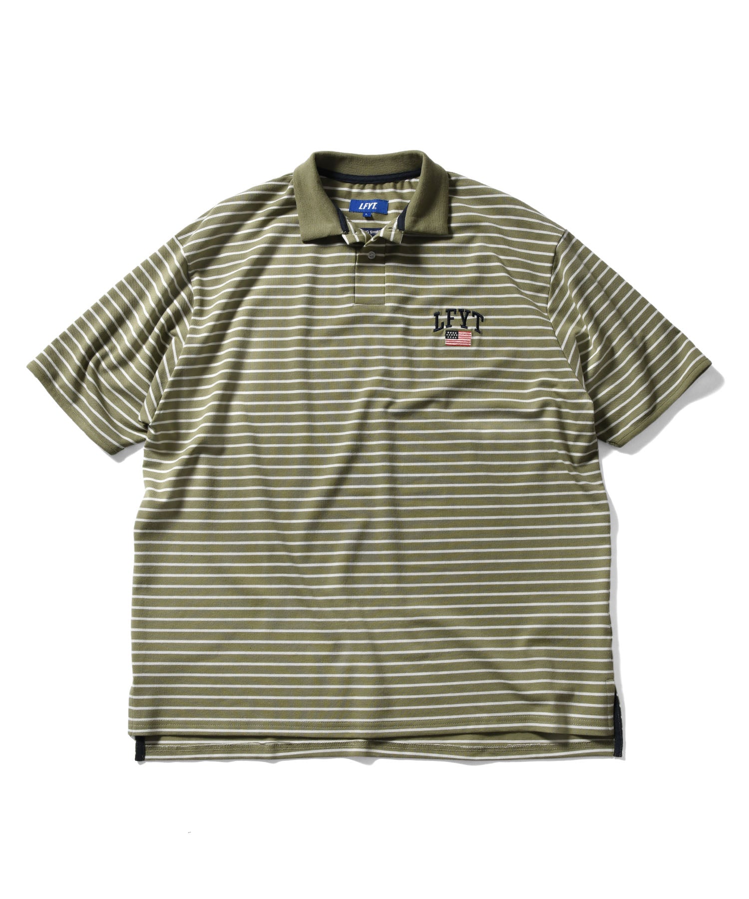 LFYT OLD GLORY ARCH LOGO STRIPED POLO SHIRT LS220301 GREEN