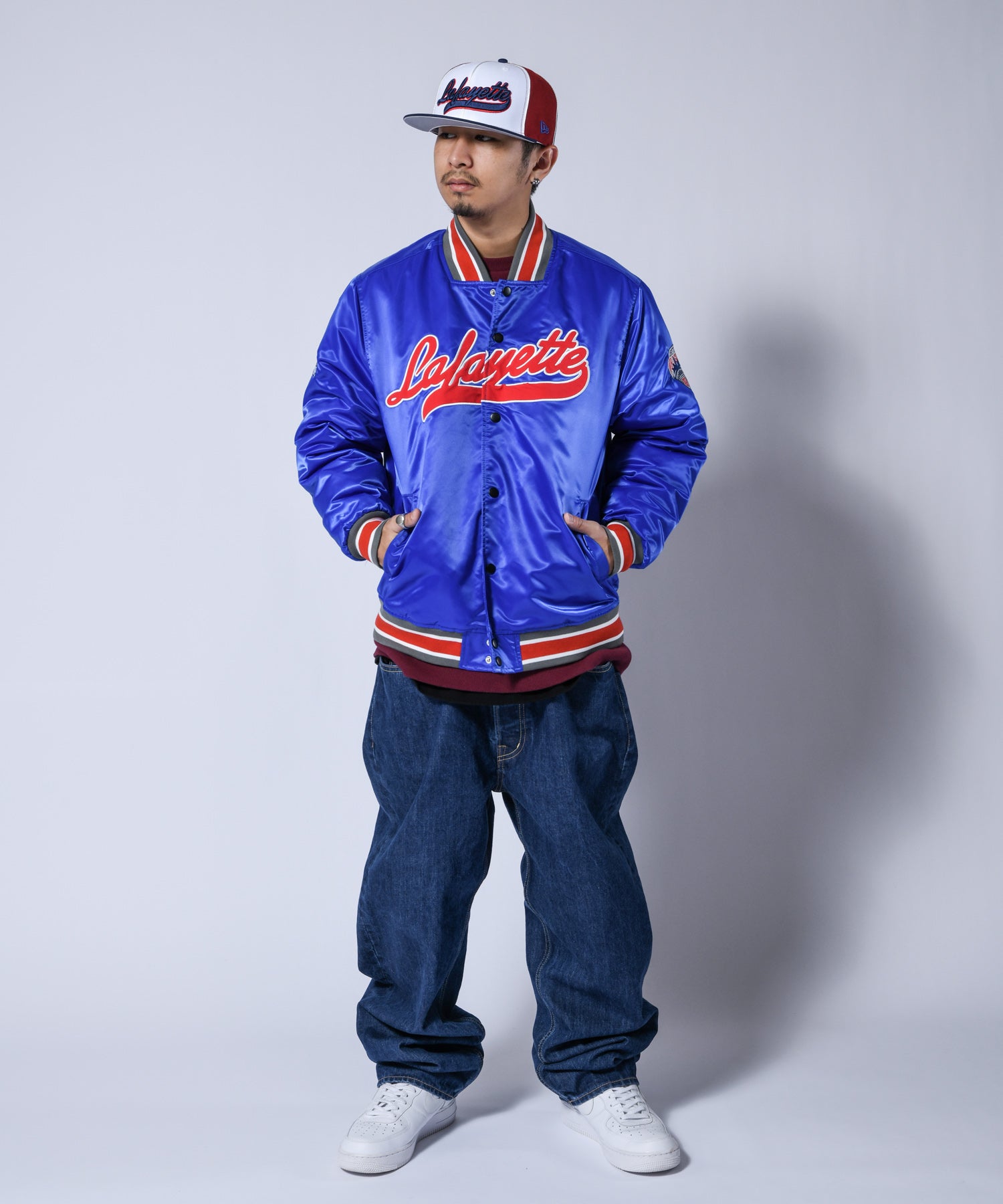 LFYT WORLD CHAMPS SATIN VARSITY JACKET LA221008 BLUE