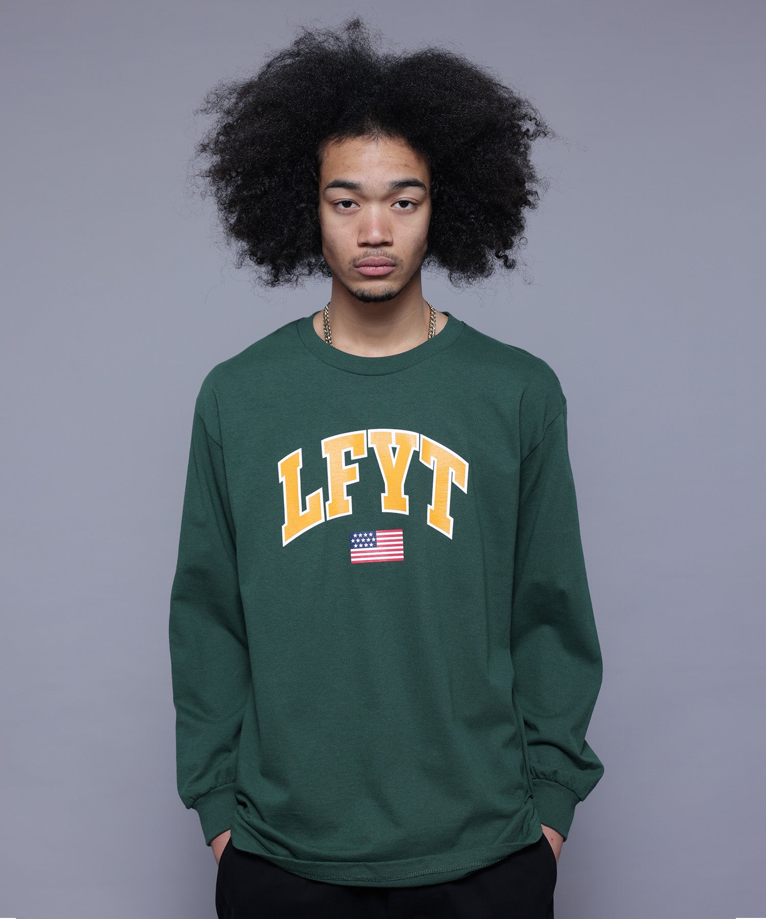 LFYT OLD GLORY ARCH LOGO L/S TEE LS220103 NAVY
