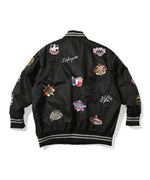 LFYT ALL OVER EMBLEM SATIN VARSITY JACKET LS231001