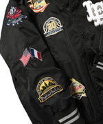 LFYT ALL OVER EMBLEM SATIN VARSITY JACKET LS231001