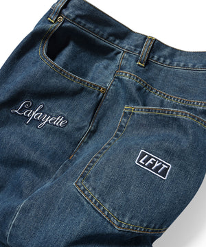 LFYT 通體徽章牛仔長褲 寬鬆版型 淺藍色 LS231101