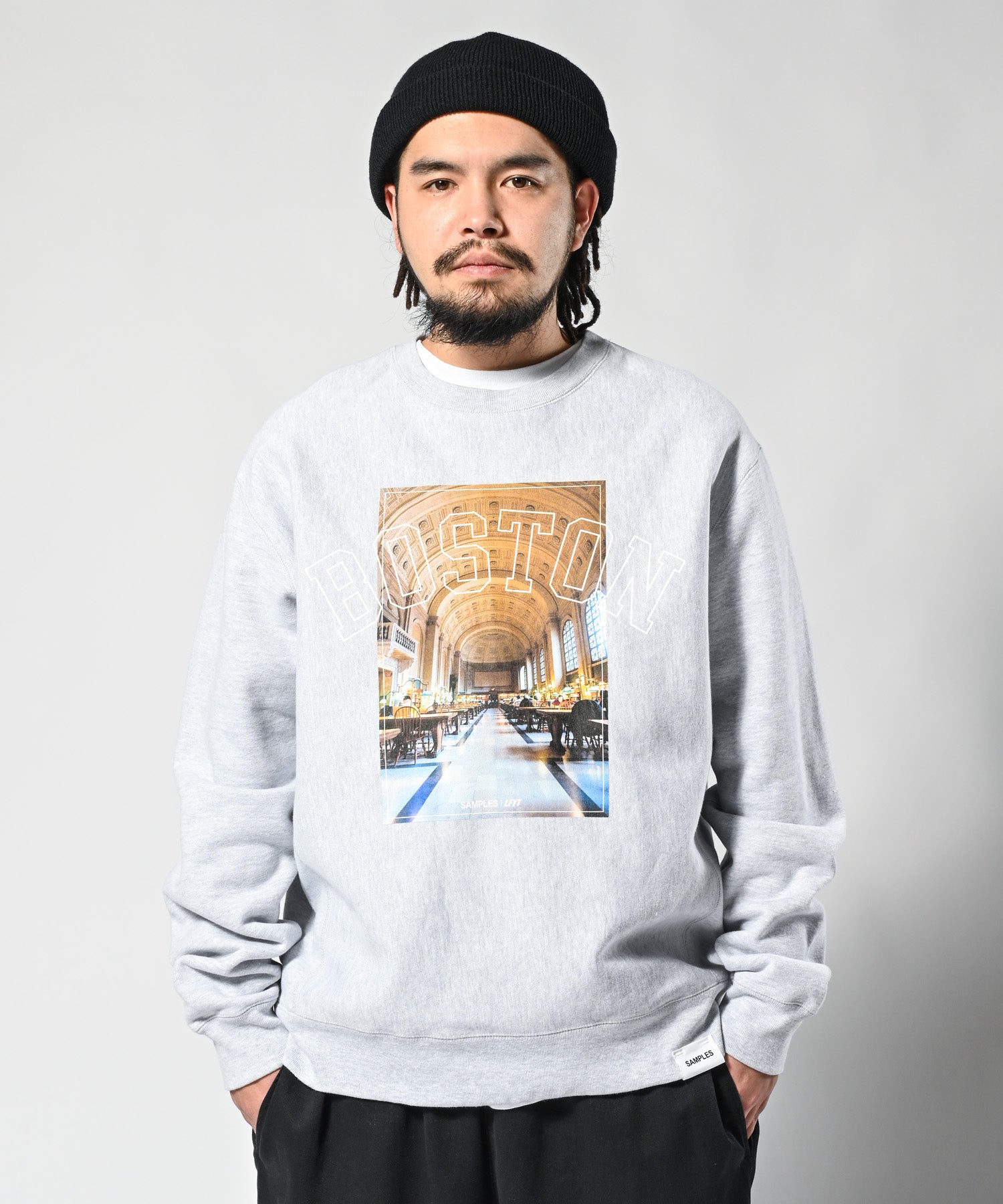 LFYT×SAMPLES CITY CREW SWEAT BOSTON - Silent Libraly - LE230704 HEATHER GRAY