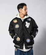 LFYT ALL OVER EMBLEM SATIN VARSITY JACKET LS231001