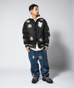 LFYT ALL OVER EMBLEM SATIN VARSITY JACKET LS231001