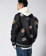 LFYT ALL OVER EMBLEM SATIN VARSITY JACKET LS231001