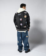 LFYT ALL OVER EMBLEM SATIN VARSITY JACKET LS231001