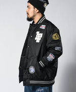 LFYT ALL OVER EMBLEM SATIN VARSITY JACKET LS231001