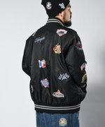 LFYT ALL OVER EMBLEM SATIN VARSITY JACKET LS231001