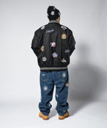 LFYT ALL OVER EMBLEM SATIN VARSITY JACKET LS231001