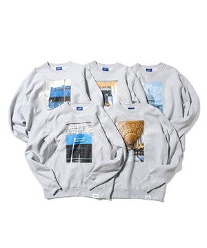 LFYT×SAMPLES CITY CREW SWEAT BOSTON - Silent Libraly - LE230704 HEATHER GRAY