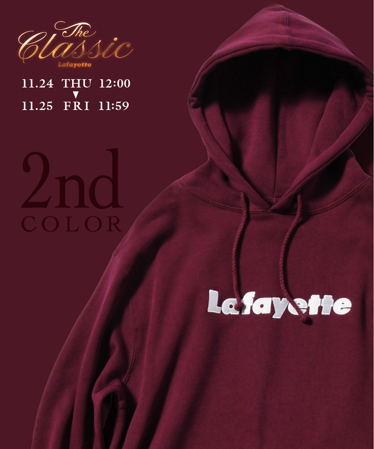LFYT Lafayette LOGO HOODIE MAROON×WHITE LE22 The Classic